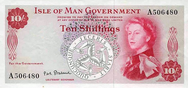 Front of Isle of Man p24b: 10 Shillings from 1961