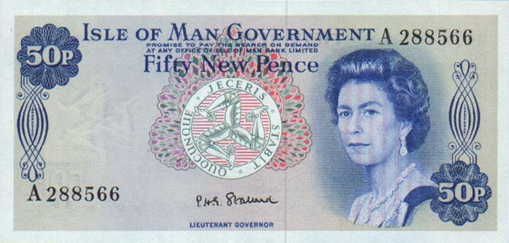 Front of Isle of Man p28a: 50 New Pence from 1972