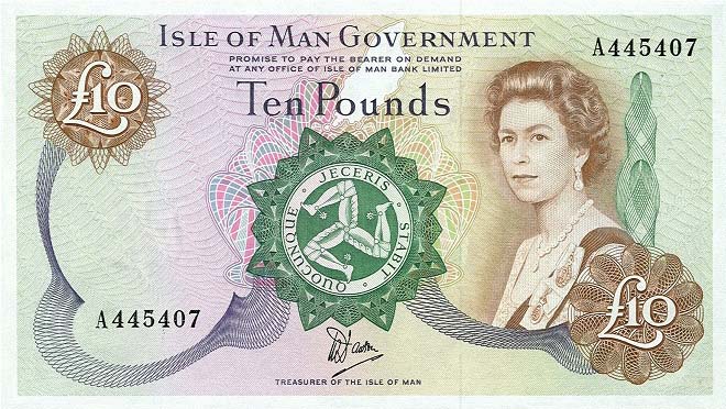 Front of Isle of Man p36b: 10 Pounds from 1979