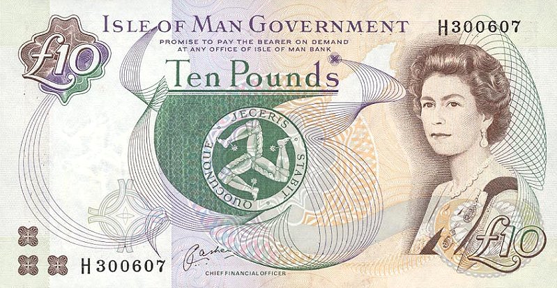 Front of Isle of Man p44a: 10 Pounds from 1998