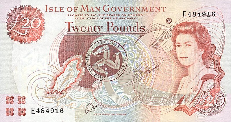 Front of Isle of Man p45a: 20 Pounds from 2000