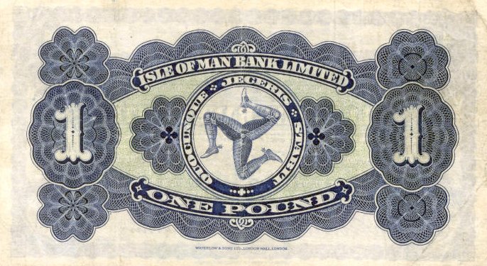 Back of Isle of Man p6d: 1 Pound from 1956