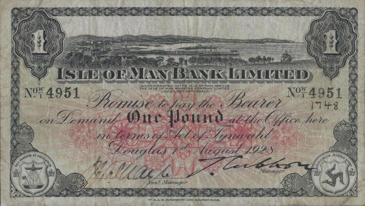 Front of Isle of Man p4: 1 Pound from 1926