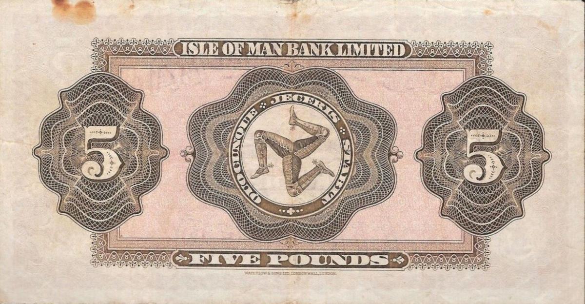 Back of Isle of Man p6Ab: 5 Pounds from 1945
