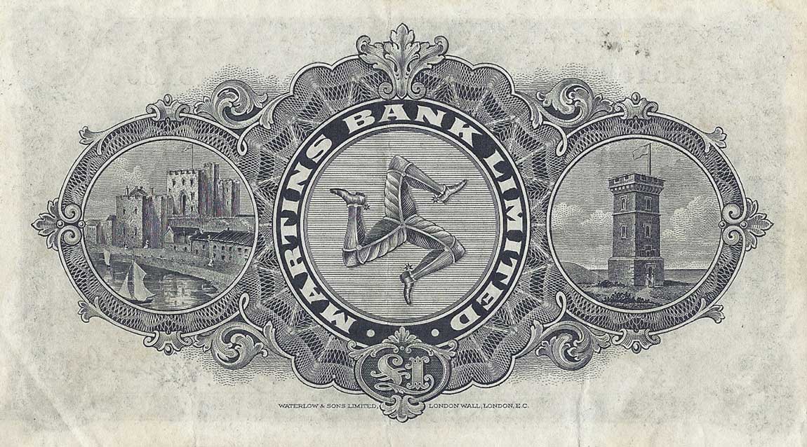 Back of Isle of Man p18b: 1 Pound from 1934