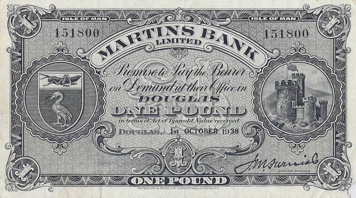 Front of Isle of Man p18b: 1 Pound from 1934