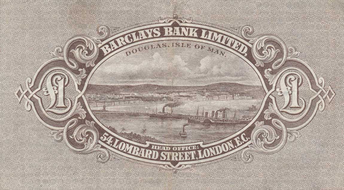 Back of Isle of Man p1c: 1 Pound from 1954