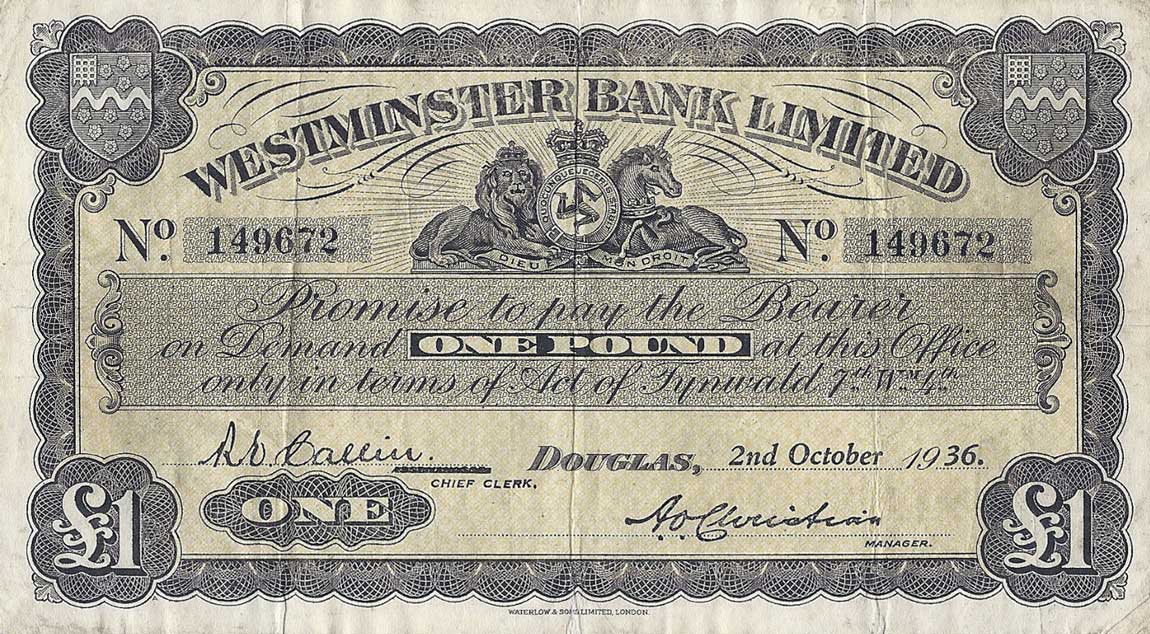 Front of Isle of Man p23b: 1 Pound from 1935