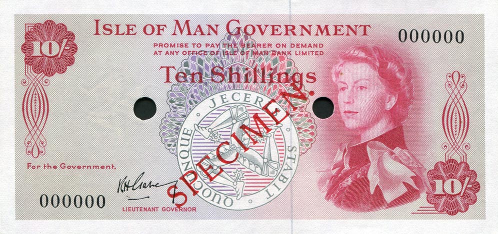 Front of Isle of Man p24s1: 10 Shillings from 1961