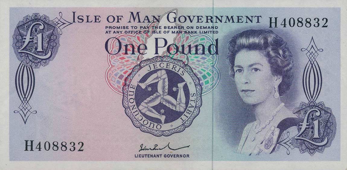 Front of Isle of Man p29d: 1 Pound from 1972