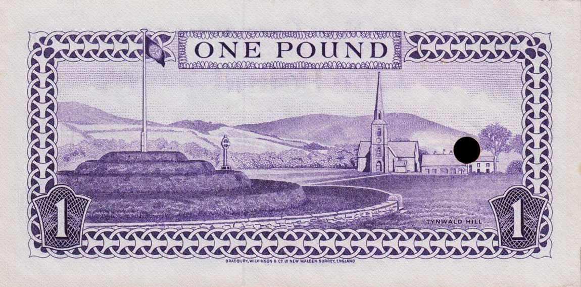 Back of Isle of Man p29s1: 1 Pound from 1972