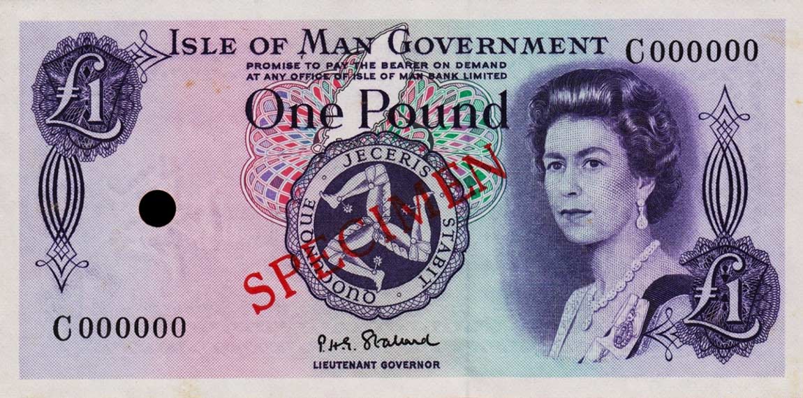 Front of Isle of Man p29s1: 1 Pound from 1972