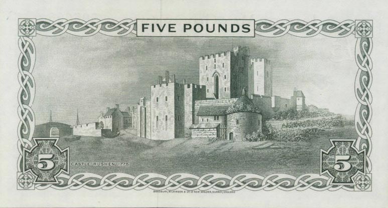 Back of Isle of Man p30a: 5 Pounds from 1972