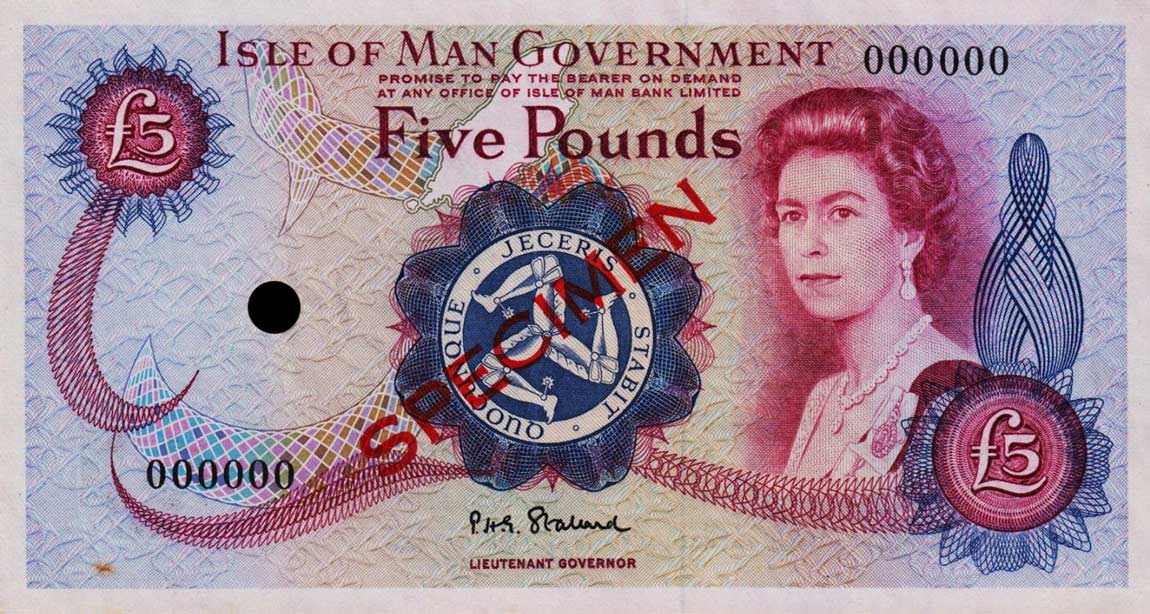 Front of Isle of Man p30s: 5 Pounds from 1972