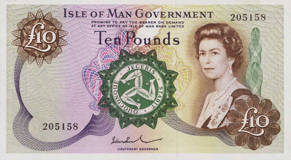 Front of Isle of Man p31b: 10 Pounds from 1972