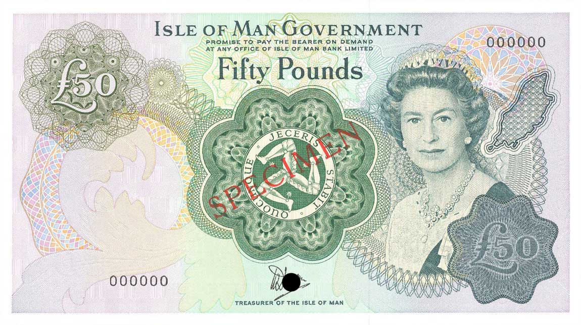 Front of Isle of Man p39s: 50 Pounds from 1983