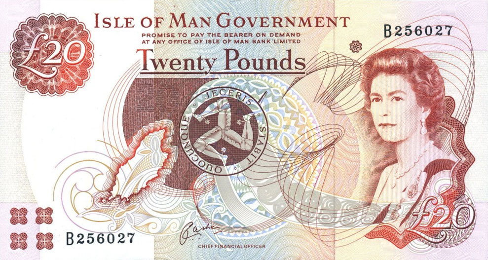 Front of Isle of Man p43b: 20 Pounds from 1983