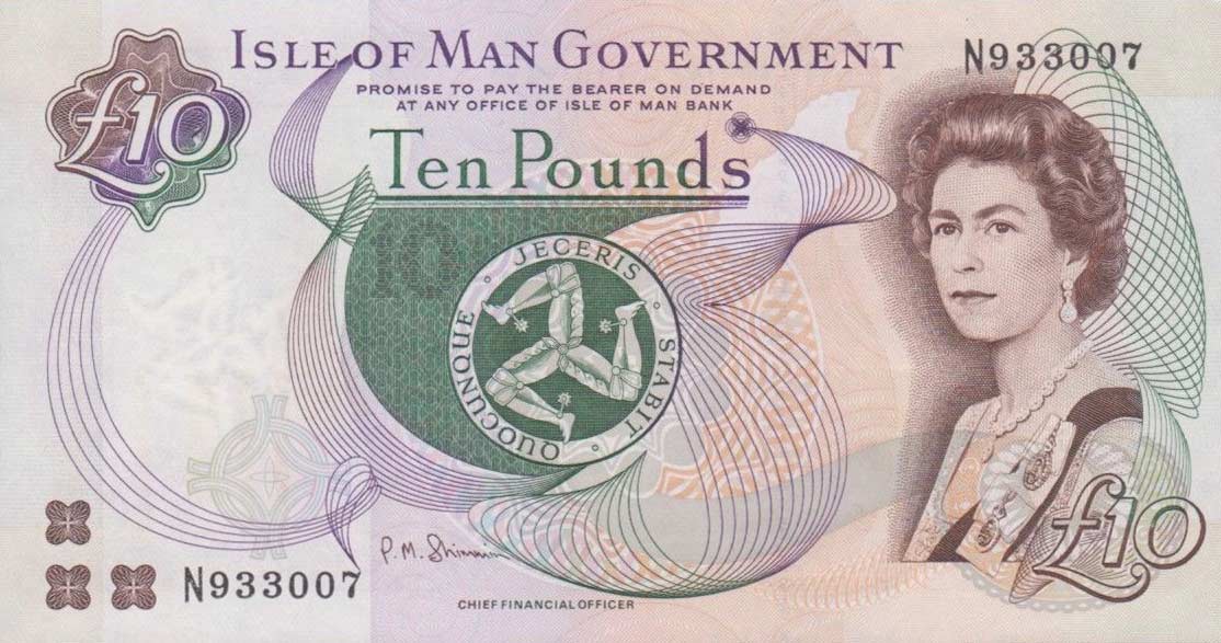Front of Isle of Man p44b: 10 Pounds from 1998