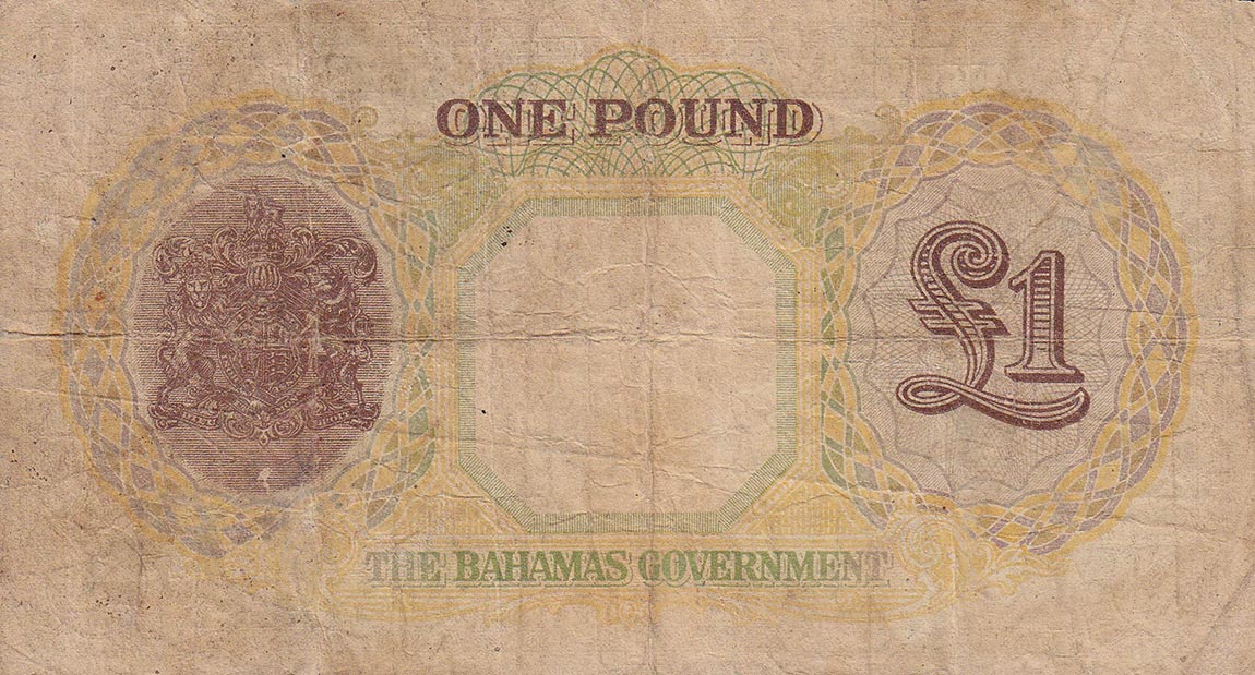 Back of Bahamas p11d: 1 Pound from 1936