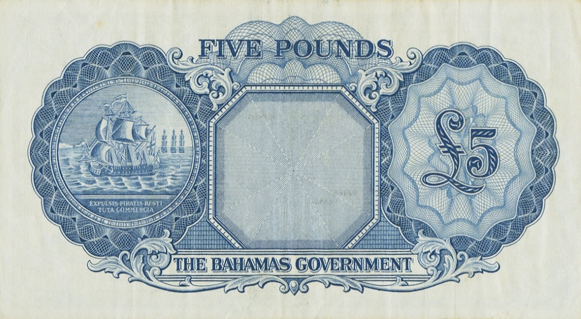 Back of Bahamas p16c: 5 Pounds from 1953