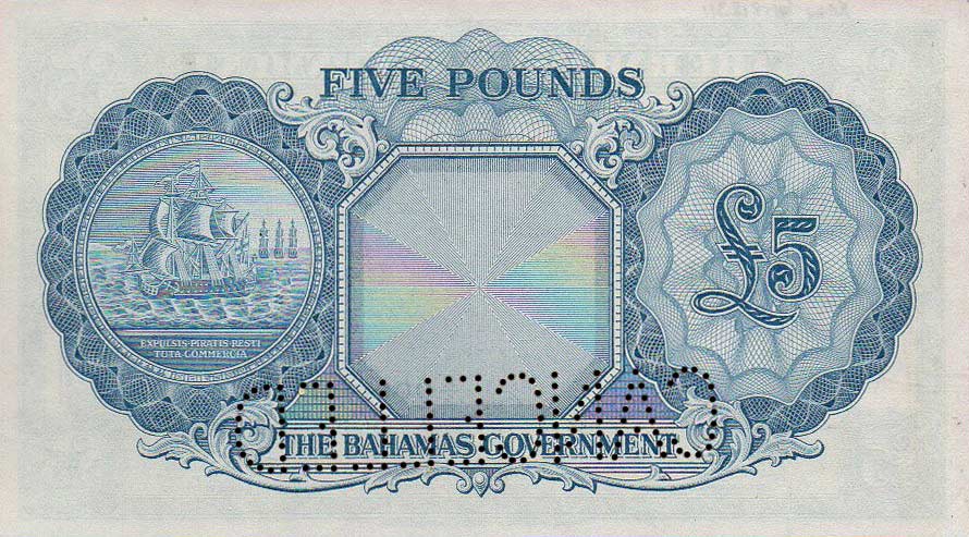 Back of Bahamas p16s1: 5 Pounds from 1953