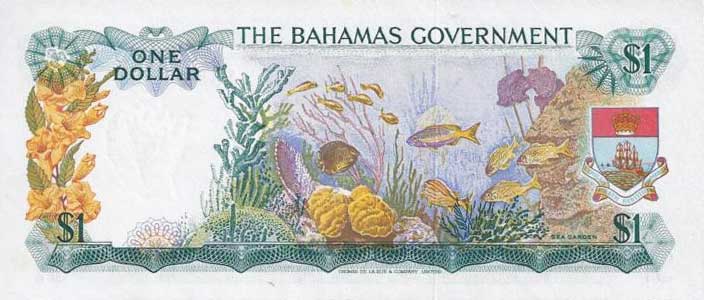 Back of Bahamas p18a: 1 Dollar from 1965