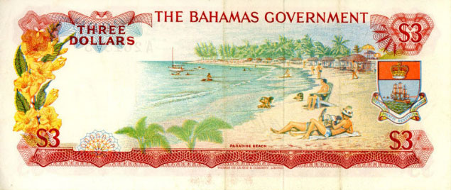 Back of Bahamas p19a: 3 Dollars from 1965