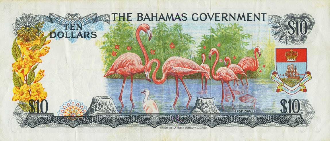 Back of Bahamas p22b: 10 Dollars from 1965