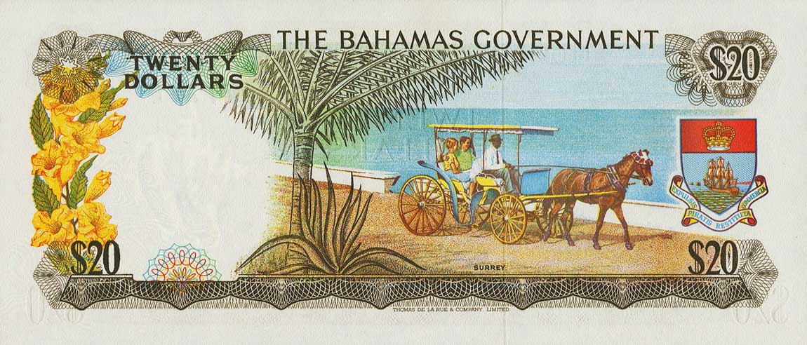 Back of Bahamas p23a: 20 Dollars from 1965