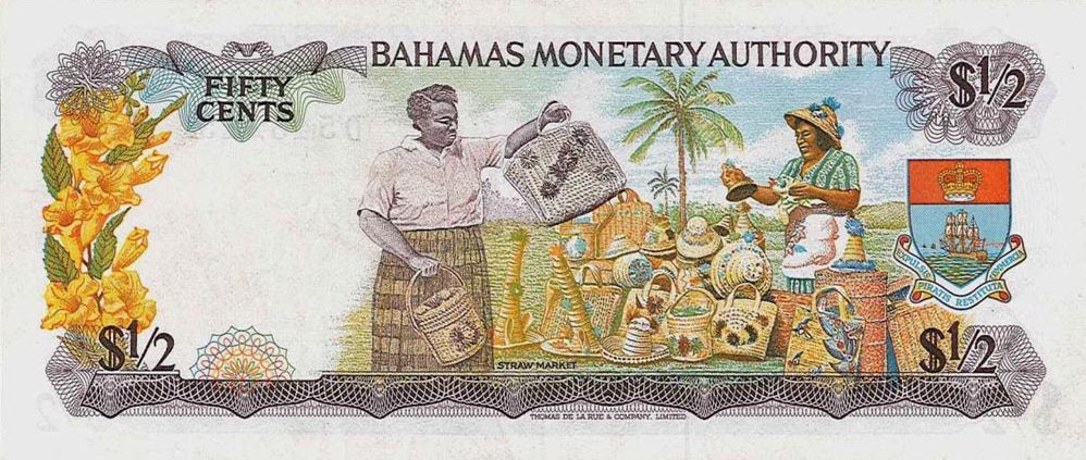 Back of Bahamas p26a: 0.5 Dollar from 1968