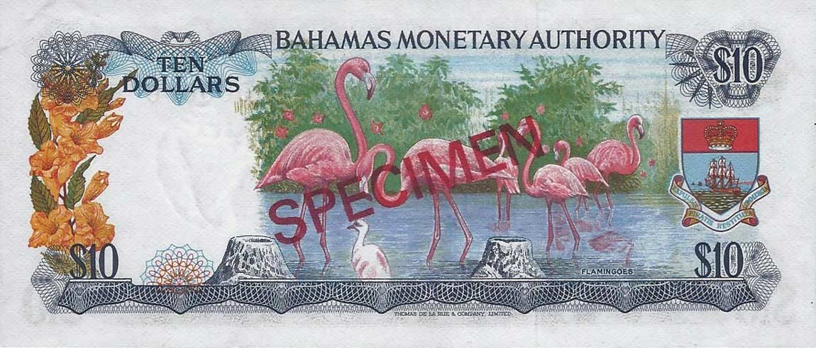Back of Bahamas p30s: 10 Dollars from 1968
