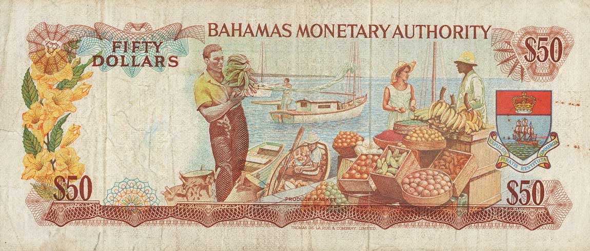 Back of Bahamas p32a: 50 Dollars from 1968