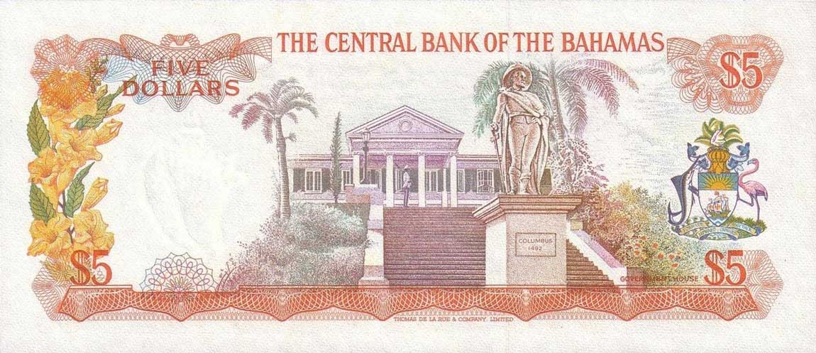 RealBanknotes.com > Bahamas P37b: 5 Dollars From 1974