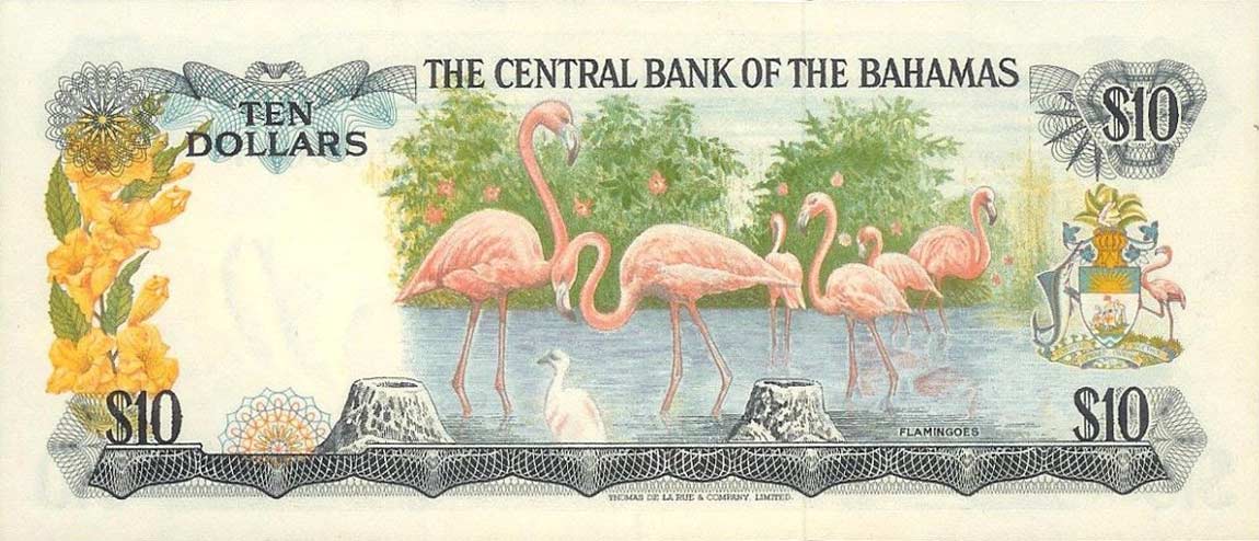 Back of Bahamas p38b: 10 Dollars from 1974