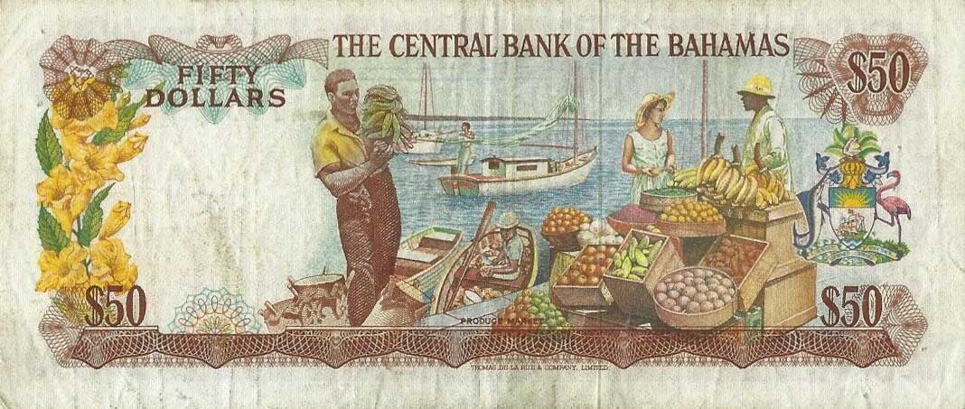 Back of Bahamas p40a: 50 Dollars from 1974