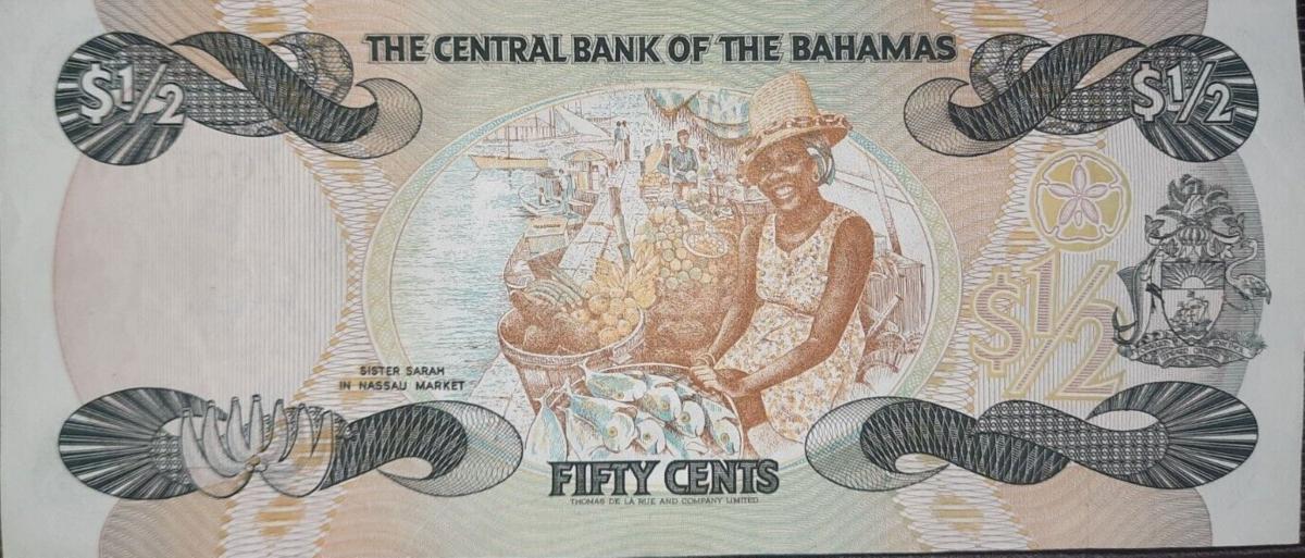 Back of Bahamas p42r: 0.5 Dollar from 1974