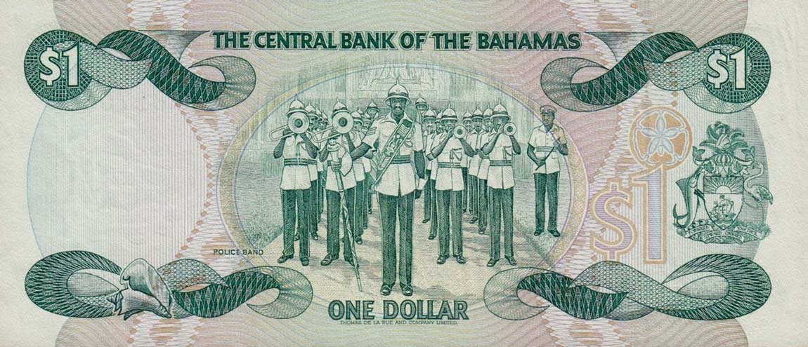 Back of Bahamas p43b: 1 Dollar from 1974