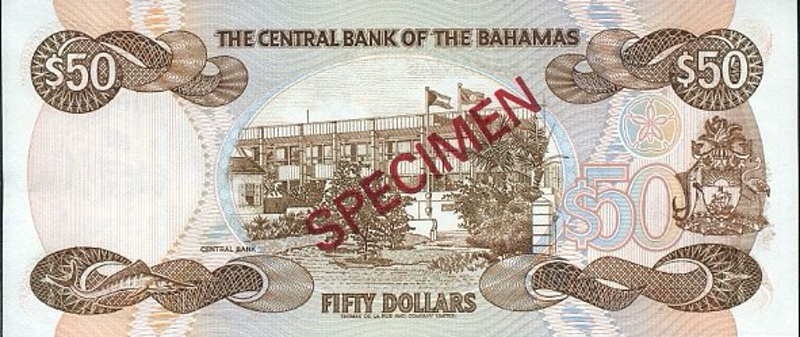 Back of Bahamas p48s: 50 Dollars from 1974