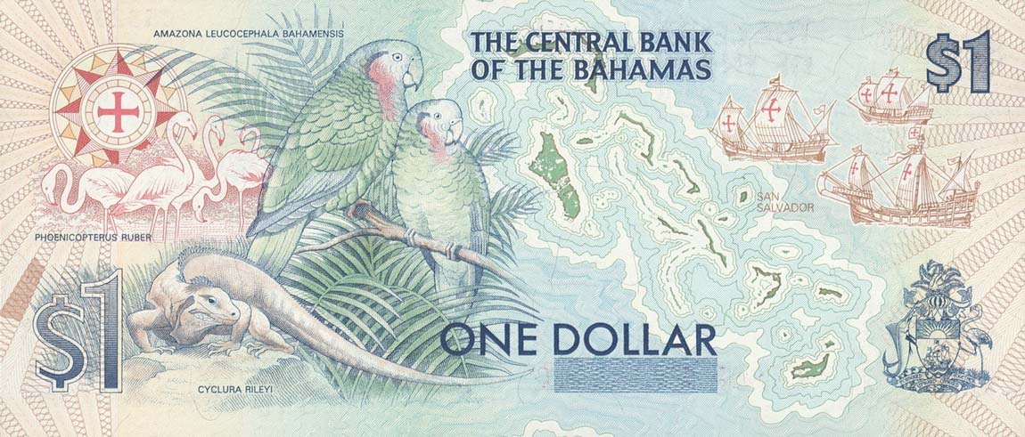 Back of Bahamas p50a: 1 Dollar from 1992