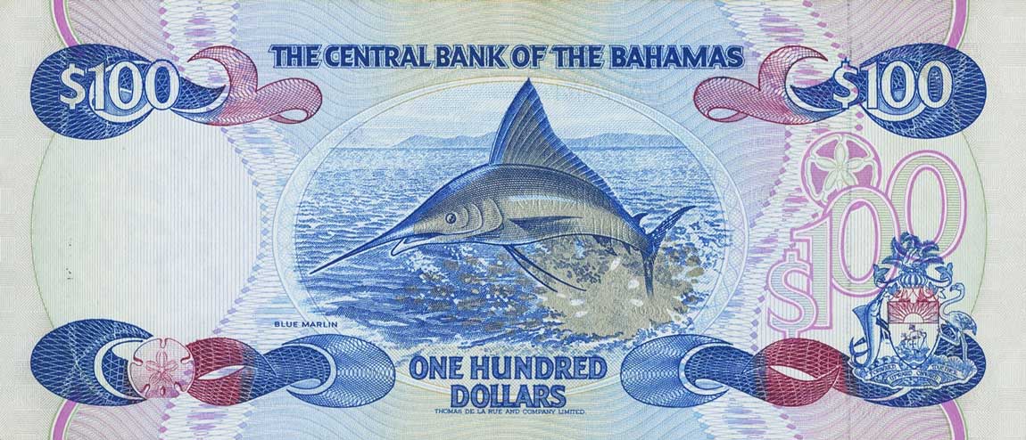 Back of Bahamas p56a: 100 Dollars from 1974