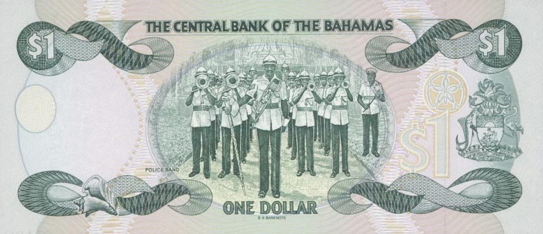 Back of Bahamas p57a: 1 Dollar from 1996