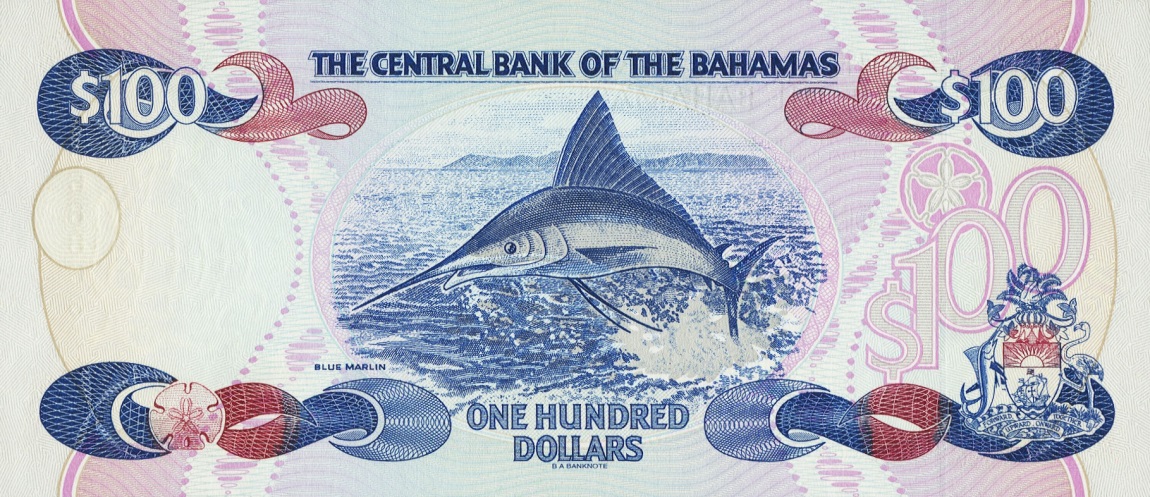Back of Bahamas p62a: 100 Dollars from 1996