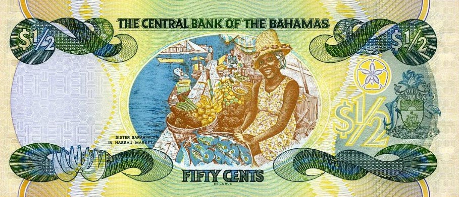 Back of Bahamas p68a: 0.5 Dollar from 2001