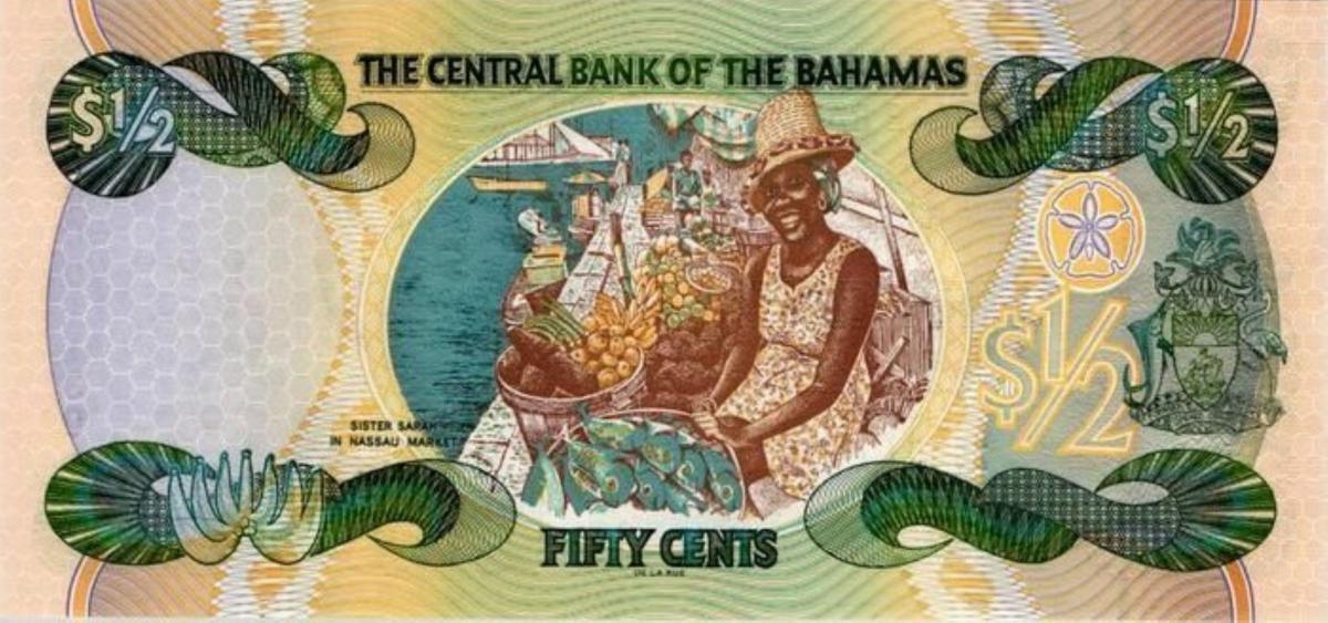 Back of Bahamas p68r: 0.5 Dollar from 2001