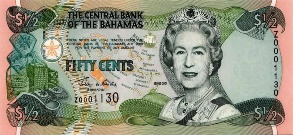 Front of Bahamas p68r: 0.5 Dollar from 2001