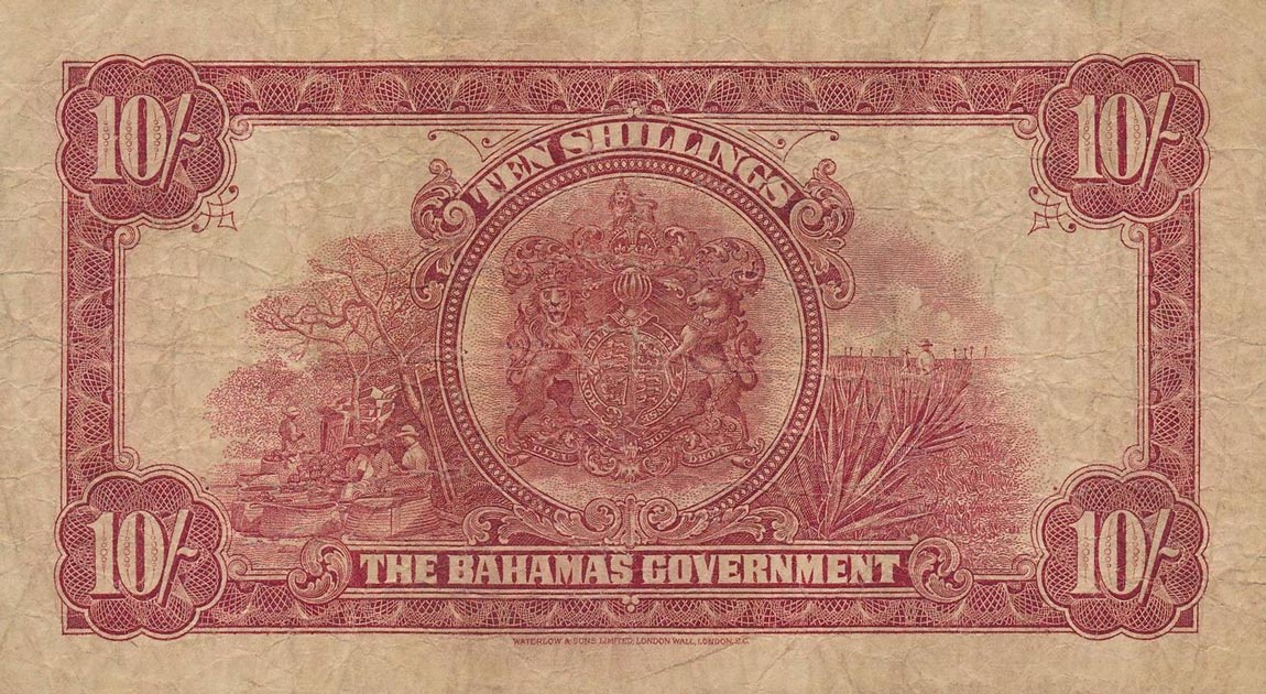 Back of Bahamas p6a: 10 Shillings from 1919
