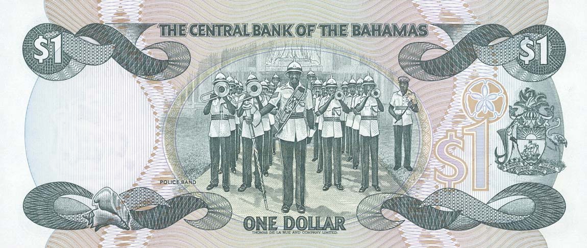 Back of Bahamas p70: 1 Dollar from 2002