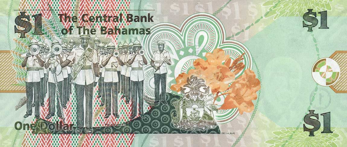 Back of Bahamas p71Aa: 1  Dollar from 2015