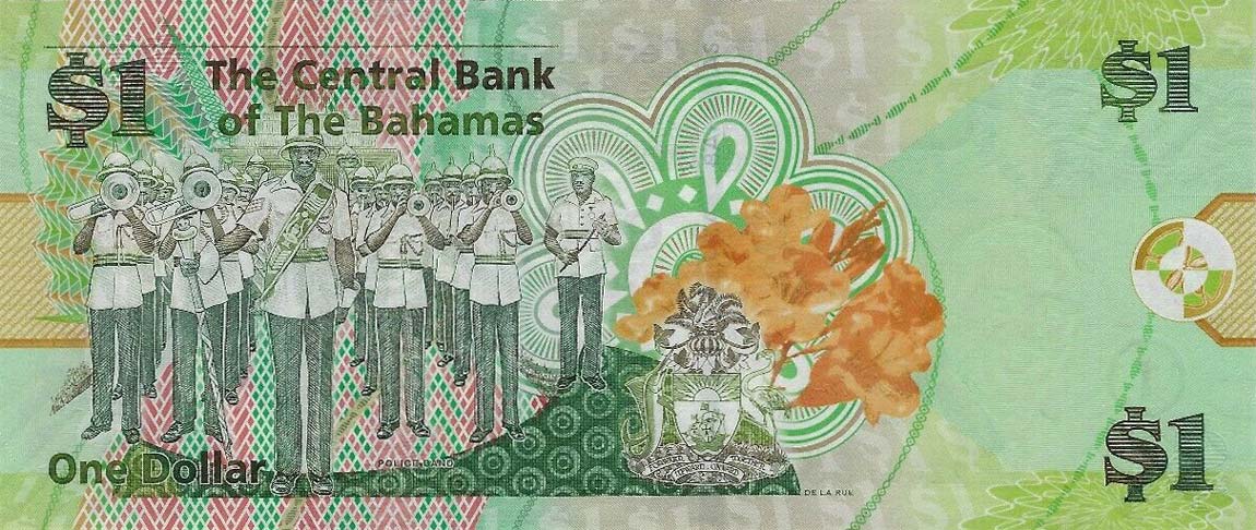 Back of Bahamas p71Ar: 1  Dollar from 2015