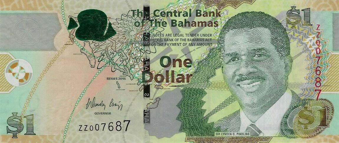 Front of Bahamas p71Ar: 1  Dollar from 2015